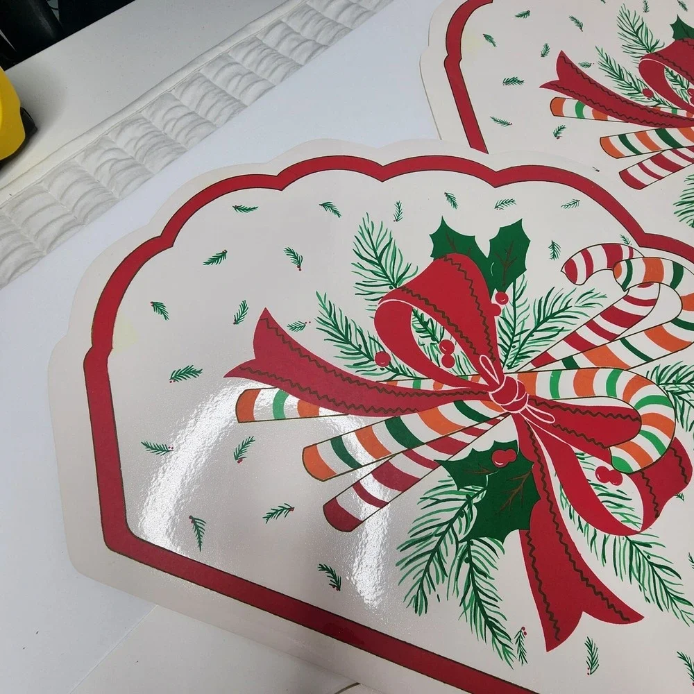 Town & Country Vinyl 1980s Christmas Table Placemats 6- 18